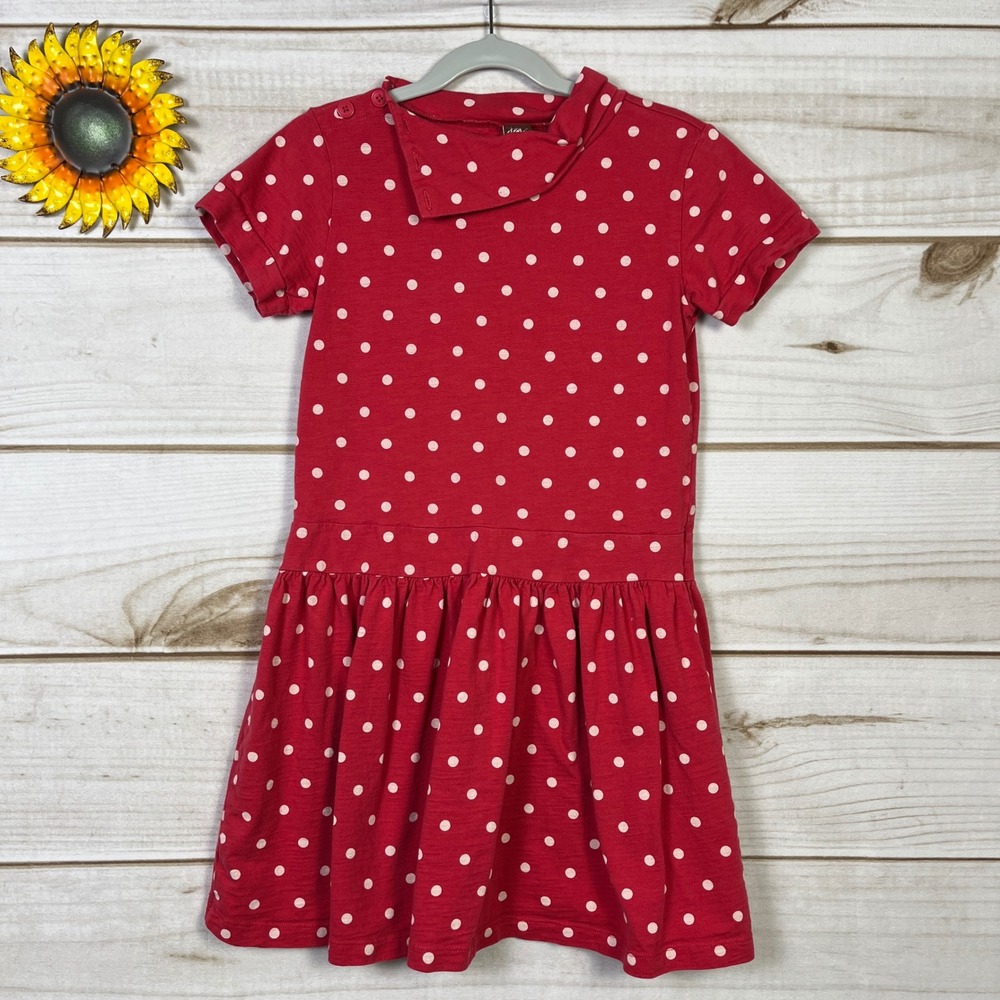 Tea Collection Kids Red White Polka Dot Dress Size 8 Cotton Short Sleeve‎
